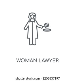 Woman Lawyer linear icon. Woman Lawyer concept stroke symbol design. Thin graphic elements vector illustration, outline pattern on a white background, eps 10.