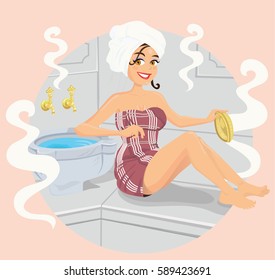 Woman Lay down in Turkish Bath