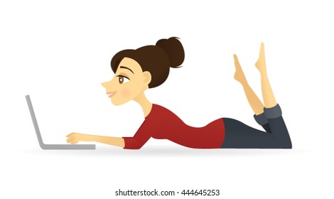 Woman laying down and using a laptop computer