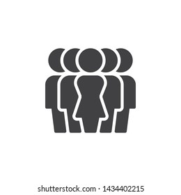 Woman leadership group vector icon. Teamwork, team leader filled flat sign for mobile concept and web design. Crowd of people glyph icon. Symbol, logo illustration. Vector graphics