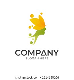 woman leaf logo design suitable for beauty care, salon and spa, cosmetic product, healthcare, yoga vector illustration