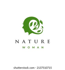 Ilustración vectorial del diseño del logotipo de la hoja de la mujer