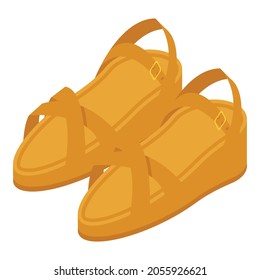 Woman leather sandals icon. Isometric of woman leather sandals vector icon for web design isolated on white background