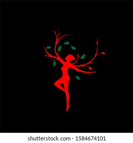 woman leaves simple design template