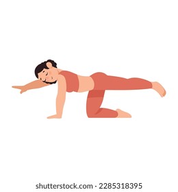 woman in leg lift yoga position character