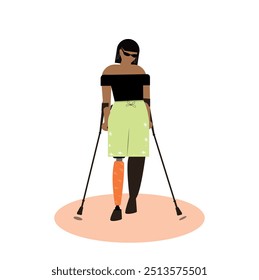 Woman with Leg Prosthesis Standing with Confidence