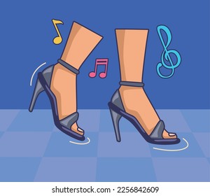 woman legs dancing with heel shoes