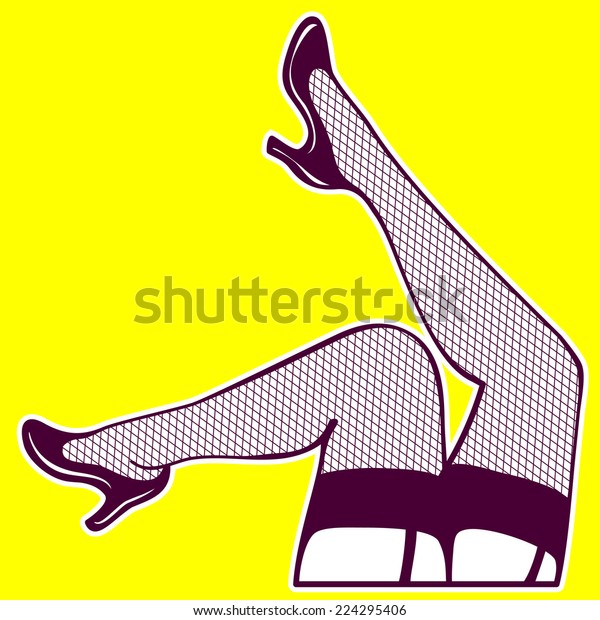 Download Woman Legs Fishnet Stockings Erotic Sexy Stock Vector (Royalty Free) 224295406