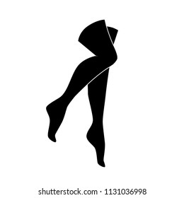 Woman legs in seductive pose. Vector icon.