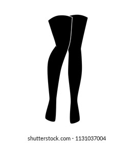 Woman legs in seductive pose. Vector icon.