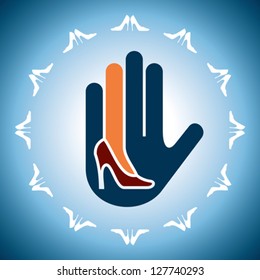 woman legs with shoes in human hand