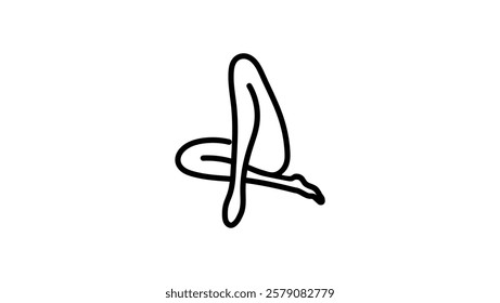 woman legs symbol, black isolated silhouette