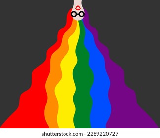 woman lesbian LGBT concept, hair rainbow. gender equality. vector illustration flat design.