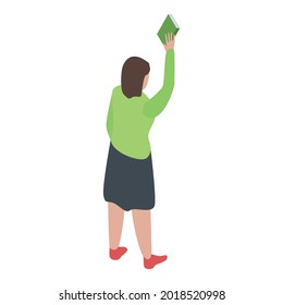 Woman library icon. Isometric of woman library vector icon for web design isolated on white background