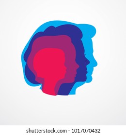 Woman life age years concept, the time of life, periods and cycle of life, growing old, maturation and aging, one generation and age categories. Vector simple classic icon or logo design.