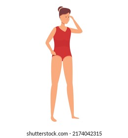 Woman Lifeguard Icon Cartoon Vector. Life Guard. Water Safety