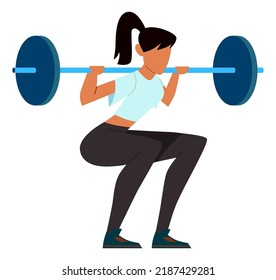 Woman lift weights. Fitness training. Power lifting athlete