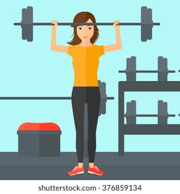 Woman lifting barbell.