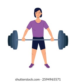 Woman lifting barbell in gym illustration