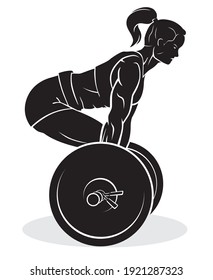 Woman Lifting Barbell, Work Out Silhouette