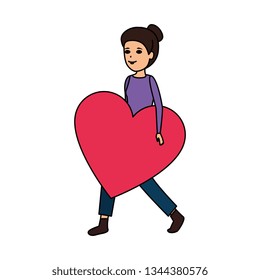 woman lifting heart love