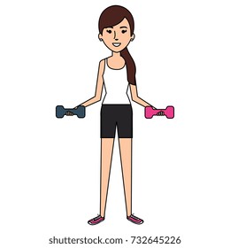 woman lifting weights character