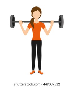 Woman Lifting Weights Isolated Icon Design, Vector Illustration  Graphic 