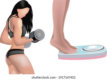 woman lifting weights while holding healthy weight