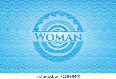 Woman light blue water badge background. Vector Illustration. Detailed.