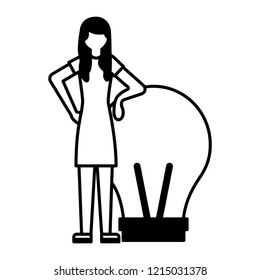 woman with light bulb creativity