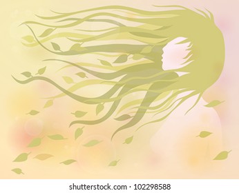 Woman like tree / Soft spring floral background