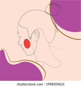 woman line art background pink