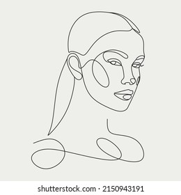 Woman Line Art. Line drawing of girl with long hair. Vector beauty logo for hait halon, spa