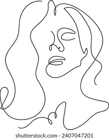 Woman Line Art, Flower head Feminine Illustration, Woman face with flowers line, Minimalist Logo, Line Drawing, Nature Organic Cosmetics Makeup,