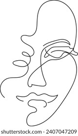 Woman Line Art, Flower head Feminine Illustration, Woman face with flowers line, Minimalist Logo, Line Drawing, Nature Organic Cosmetics Makeup,