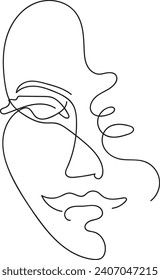 Woman Line Art, Flower head Feminine Illustration, Woman face with flowers line, Minimalist Logo, Line Drawing, Nature Organic Cosmetics Makeup,