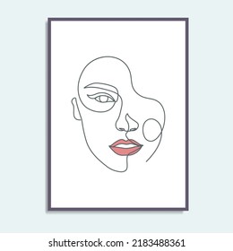 Woman Line Art Poster Beauty Face Stock Vector (Royalty Free ...