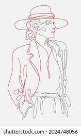 Woman in line art style. Vector	
