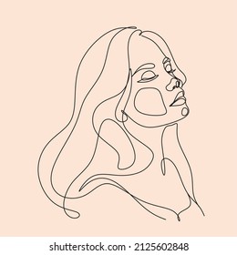 Woman Line Art. Vector Portraits Of Women With Flowers. Beauty Brand Decoration, Massage, Meditation, Body Care.