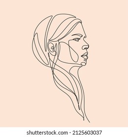 Woman Line Art. Vector Portraits Of Women With Flowers. Beauty Brand Decoration, Massage, Meditation, Body Care.