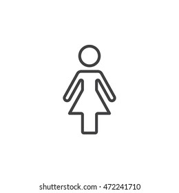 Woman Line Icon, Female Stick Figure Outline Vector Logo Illustration, Linear Pictogram Isolated On White