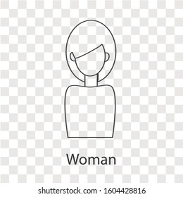Woman line on transparency background. Creative idea design. Flat vector illustration for template, brochure, web page or presentation.