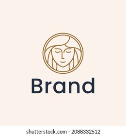 woman line outline logo vector