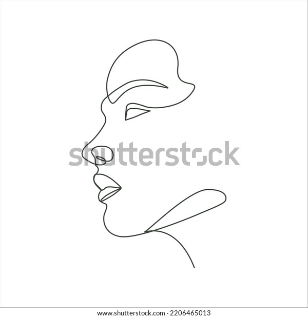 Woman Linear Drawing Elegant One Line Stock Vector (Royalty Free ...