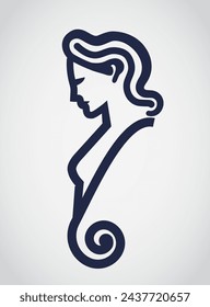 woman linear profile vector illustration logo