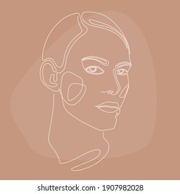 Woman lineart portrait pattern background. Line drown artwork for beauty shop poster, cosmetology center card, t shirt peint, girl's party flyer etc.