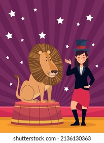 woman and lion circus characters