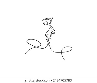 woman lip kiss one line art with flower Free One single line drawing abstract lips kissing 