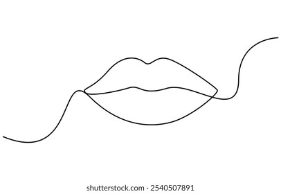 Mulher Lábios Linha contínua Ilustração de Arte, Desenho de linha única contínua de boca e lábios. Símbolo conceitual de maquiagem e batom em estilo linear simples. Ícone de Linha Contínua de Lábios Humanos