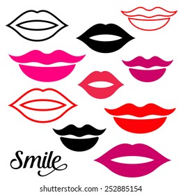 Woman lips design elements collection vector illustration